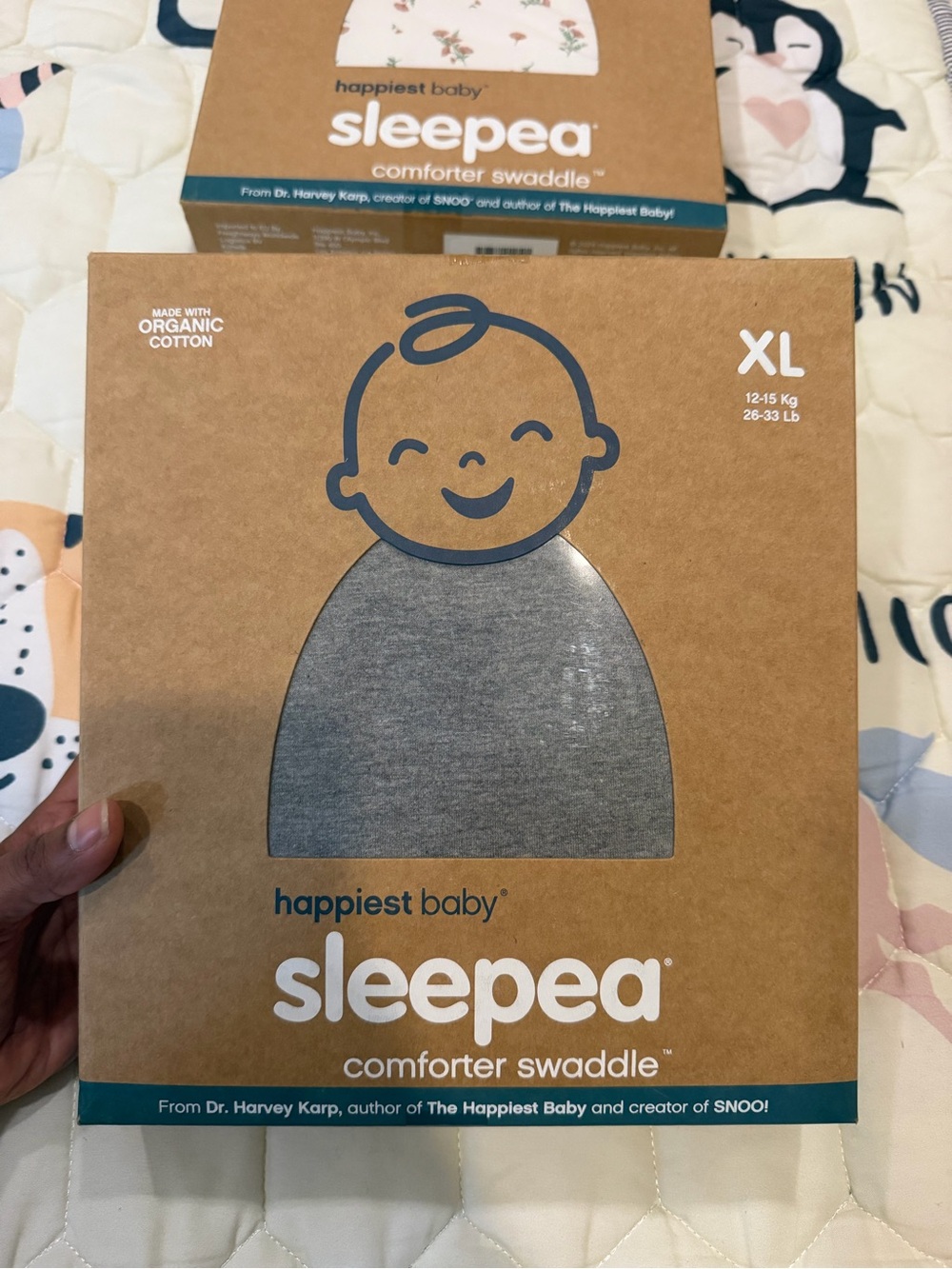 sleepea Comforter Swaddle - Gray XL Organic Cotton Sleep Sack
